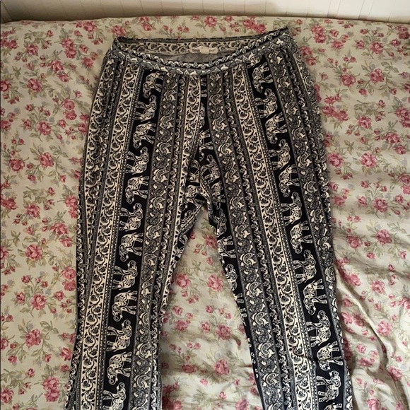 Elephant Print Flare Hippie Pants Yoga - Picture 1 of 3